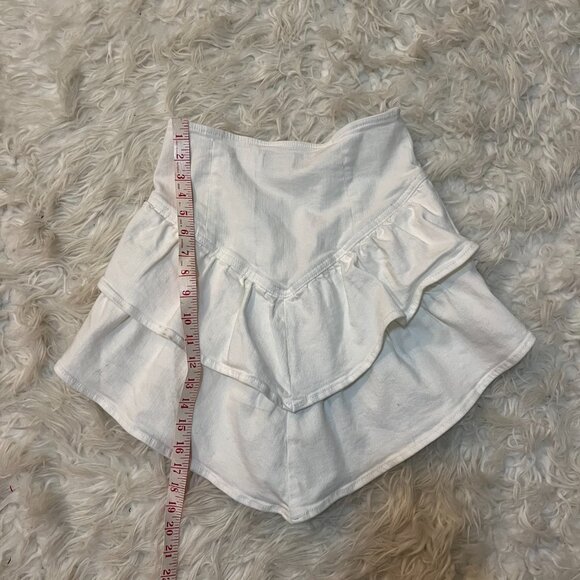 Mother The Ruffle Denim White Mini Skirt 26 or 2 - Picture 3 of 8
